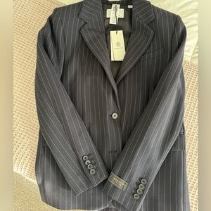 Babaton navy blue with gray pinstripe blazer